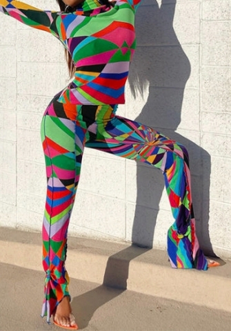 (Real Image)2023 Styles Women Sexy&Fashion Autumn/Winter TikTok&Instagram Styles Print COntrast Color Two Piece Suit