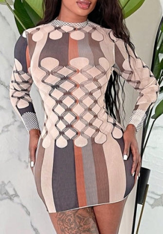 (Real Image)2023 Styles Women Sexy&Fashion Autumn/Winter TikTok&Instagram Styles Long Sleeve Print Club Dress