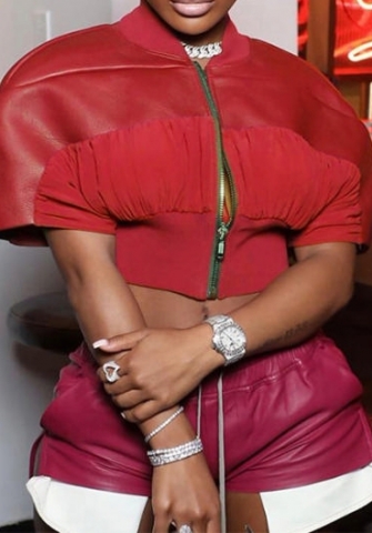 (Only Tops)(Real Image)2023 Styles Women Sexy&Fashion Autumn/Winter TikTok&Instagram Styles Front Zipper Red Coat