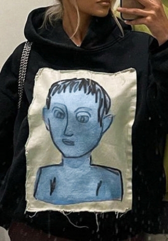 (Black)2023 Styles Women Sexy&Fashion Autumn/Winter TikTok&Instagram Styles Cartoon Sweat Hoodie Tops