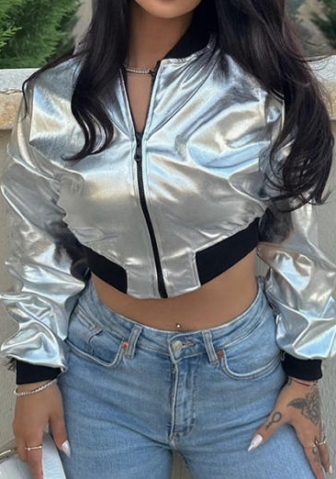 (Silver)2023 Styles Women Sexy&Fashion Autumn/Winter TikTok&Instagram Styles Front Zipper Coats