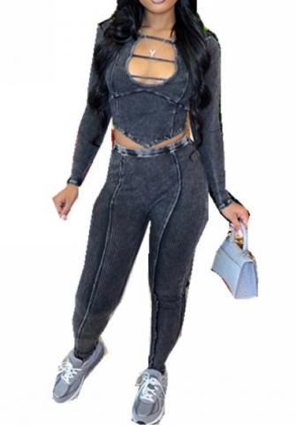 (Black)2023 Styles Women Sexy&Fashion Autumn/Winter TikTok&Instagram Styles Long Sleeve Two Piece Suit