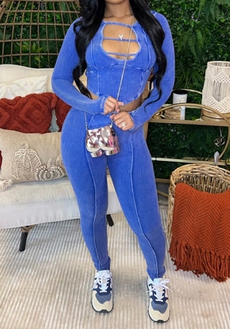 (Blue)2023 Styles Women Sexy&Fashion Autumn/Winter TikTok&Instagram Styles Long Sleeve Two Piece Suit