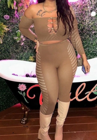 (Brown)2023 Styles Women Sexy&Fashion Autumn/Winter TikTok&Instagram Styles Lace Two Piece Suit