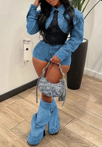 (Real Image)2023 Styles Women Sexy&Fashion Autumn/Winter TikTok&Instagram Styles Jeans Short Two Piece Suit