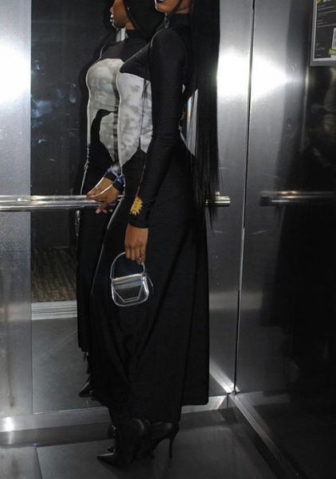 (Real Image)2023 Styles Women Sexy&Fashion Autumn/Winter TikTok&Instagram Styles Black Long Sleeve Maxi Dress