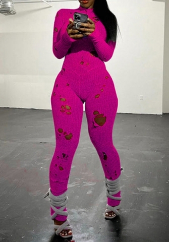 (Rose)2023 Styles Women Sexy&Fashion Autumn/Winter TikTok&Instagram Styles Sweater Ripped Jumpsuit