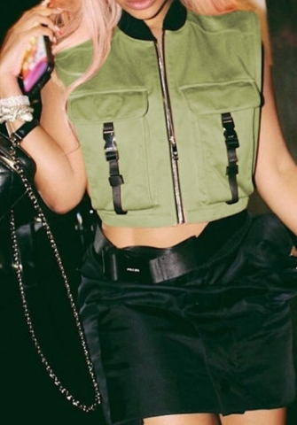 (Real Image)2022 Styles Women Fashion Spring&Winter TikTok&Instagram Styles Front Zipper Sleeveless Coat