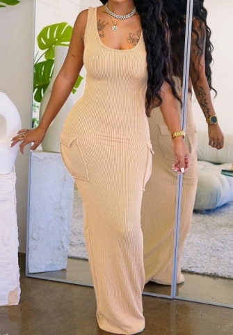 (Real Image)2023 Styles Women Sexy&Fashion Autumn/Winter TikTok&Instagram Styles Khaki Maxi Dress