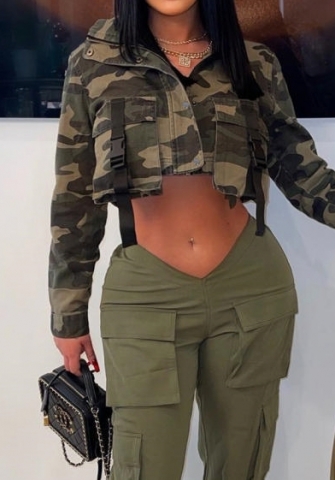 (Only Tops)(Real Image)2023 Styles Women Sexy&Fashion Autumn/Winter TikTok&Instagram Styles Camouflage Front Button Coats