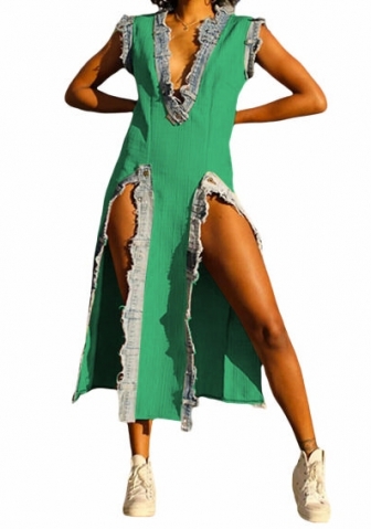 (Green)2023 Styles Women Sexy&Fashion Autumn/Winter TikTok&Instagram Styles Jeans Side Maxi Dress