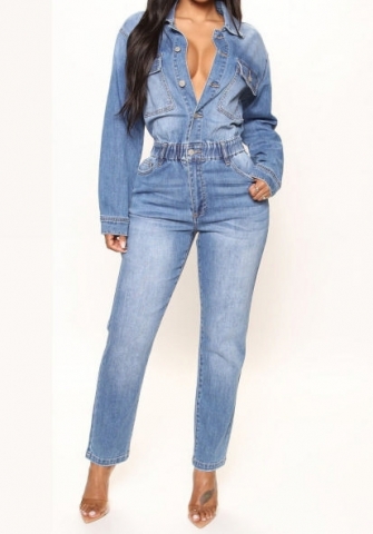(Real Image)2023 Styles Women Sexy&Fashion Autumn/Winter TikTok&Instagram Styles Jean Blue Jumpsuit