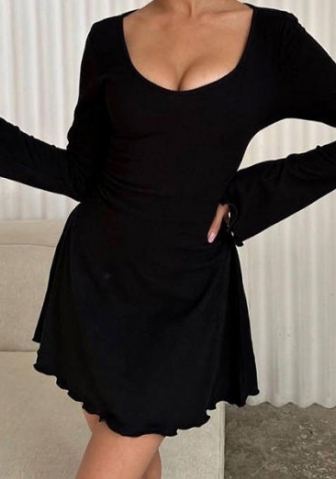 (Real Image)2023 Styles Women Sexy&Fashion Autumn/Winter TikTok&Instagram Styles Long Sleeve Round Neck Mini Dress