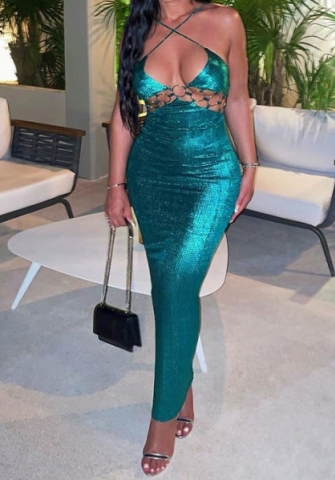 (Real Image)2023 Styles Women Sexy&Fashion Autumn/Winter TikTok&Instagram Styles Blue Strap Maxi Dress