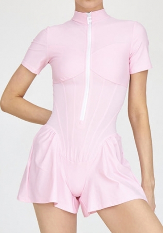 (Real Image)2023 Styles Women Sexy&Fashion Autumn/Winter TikTok&Instagram Styles Short Sleeve Front Zipper Romper