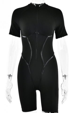 (Real Image)2023 Styles Women Sexy&Fashion Autumn/Winter TikTok&Instagram Styles Short Sleeve Front Zipper Romper