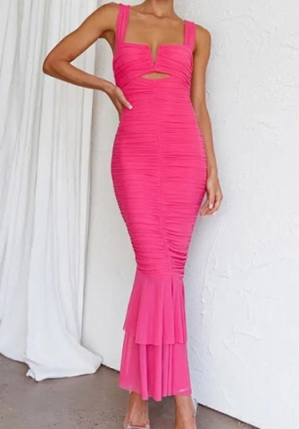 (Real Image)2023 Styles Women Sexy&Fashion Autumn/Winter TikTok&Instagram Styles V Neck Mesh Maxi Dress