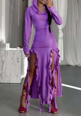 (Purple)2023 Styles Women Sexy&Fashion Autumn/Winter TikTok&Instagram Styles Hoodie Tassel Maxi Dress