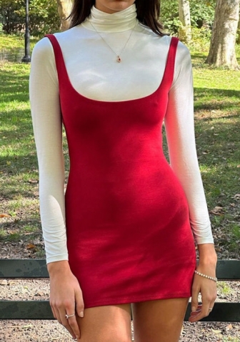 (White)2023 Styles Women Sexy&Fashion Autumn/Winter TikTok&Instagram Styles Strap Long Sleeve Casual Mini Dress