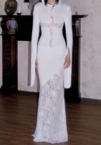 (Real Image)2023 Styles Women Sexy&Fashion Autumn/Winter TikTok&Instagram Styles Lace Hoodie Maxi Dress