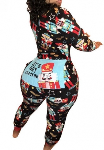 (Christmas Jumpsuit)(Black)2023 Styles Women Sexy&Fashion Autumn/Winter TikTok&Instagram Styles Print Jumpsuit