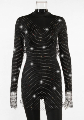 (Black V Neck)2023 Styles Women Sexy&Fashion Autumn/Winter TikTok&Instagram Styles Sequins V Neck Mini Dress