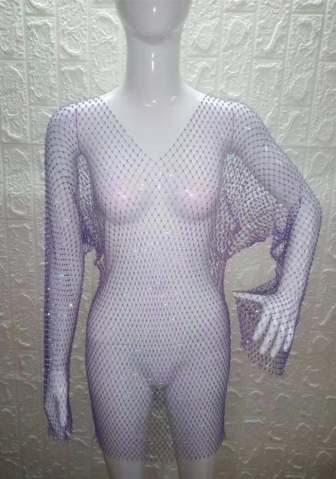 (Purple V Neck)2023 Styles Women Sexy&Fashion Autumn/Winter TikTok&Instagram Styles Sequins V Neck Mini Dress