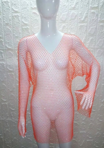 (Orange V Neck)2023 Styles Women Sexy&Fashion Autumn/Winter TikTok&Instagram Styles Sequins V Neck Mini Dress