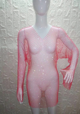 (White V Neck)2023 Styles Women Sexy&Fashion Autumn/Winter TikTok&Instagram Styles Sequins V Neck Mini Dress