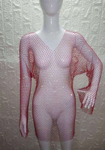 (Rose V Neck)2023 Styles Women Sexy&Fashion Autumn/Winter TikTok&Instagram Styles Sequins V Neck Mini Dress