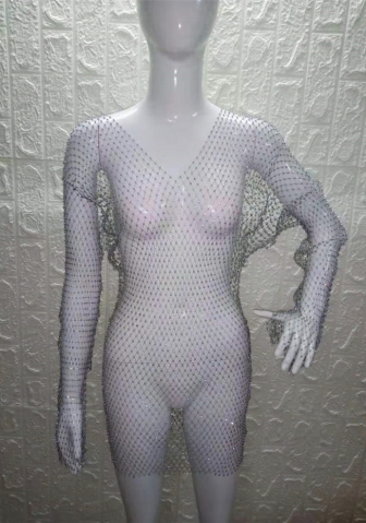 (White V Neck)2023 Styles Women Sexy&Fashion Autumn/Winter TikTok&Instagram Styles Sequins V Neck Mini Dress