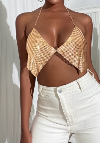 (Golden)2023 Styles Women Sexy&Fashion Autumn/Winter TikTok&Instagram Styles Sequins Bar Tops