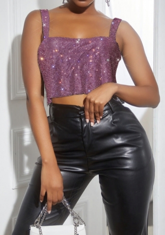 (Pink)2023 Styles Women Sexy&Fashion Autumn/Winter TikTok&Instagram Styles Sequins Strap Tank Tops