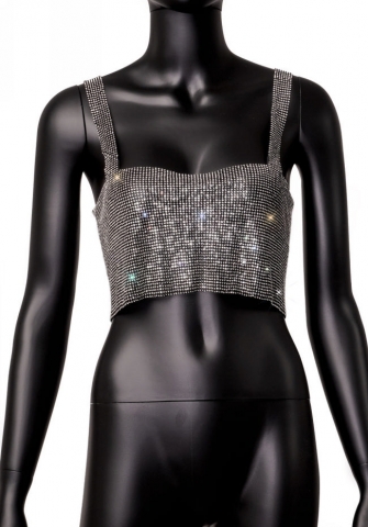 (Black)2023 Styles Women Sexy&Fashion Autumn/Winter TikTok&Instagram Styles Sequins Strap Tank Tops