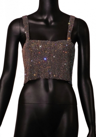 (Black)2023 Styles Women Sexy&Fashion Autumn/Winter TikTok&Instagram Styles Sequins Strap Tank Tops