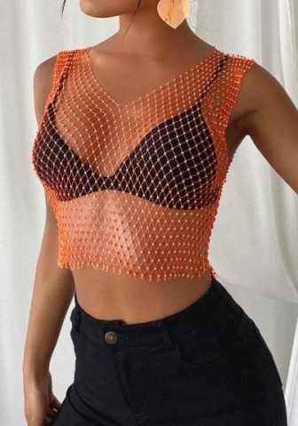(Orange)2023 Styles Women Sexy&Fashion Autumn/Winter TikTok&Instagram Styles Sequins V Neck Tops