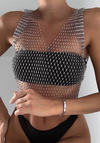 (Silver)2023 Styles Women Sexy&Fashion Autumn/Winter TikTok&Instagram Styles Sequins V Neck Tops