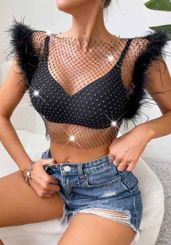 (Real Image)2023 Styles Women Sexy&Fashion Autumn/Winter TikTok&Instagram Styles Fur&Sequins Tops