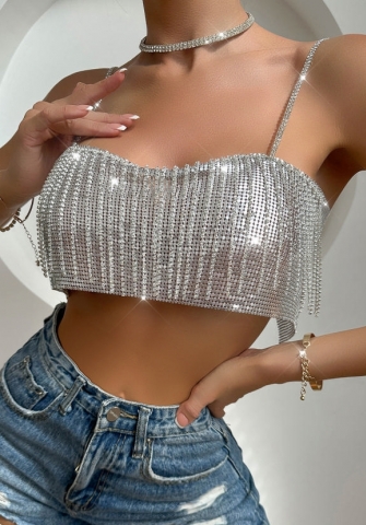 (Silver)2023 Styles Women Sexy&Fashion Autumn/Winter TikTok&Instagram Styles Sequins Tank Tops