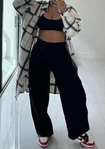 (Only Bottom)(Black)2023 Styles Women Sexy&Fashion Autumn/Winter TikTok&Instagram Styles Loose Long Pants