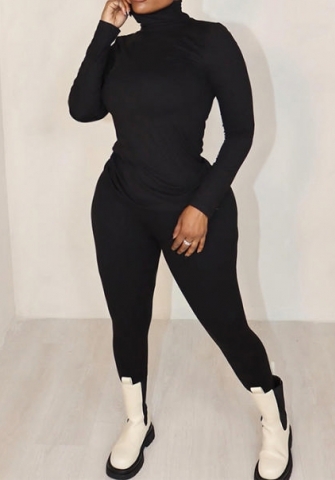 (Black)2023 Styles Women Sexy&Fashion Autumn/Winter TikTok&Instagram Styles Solid Color Two Piece Suit