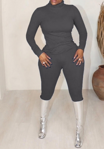 (Gray)2023 Styles Women Sexy&Fashion Autumn/Winter TikTok&Instagram Styles Solid Color Two Piece Suit