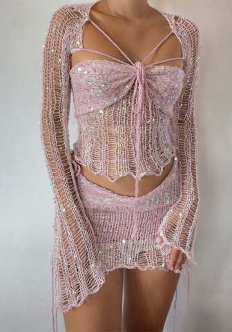 (Pink)2023 Styles Women Sexy&Fashion Autumn/Winter TikTok&Instagram Styles Sweater Long Sleeve Two Piece Dress