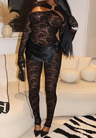 (Real Image)2023 Styles Women Sexy&Fashion Autumn/Winter TikTok&Instagram Styles Black Long Sleeve Jumpsuit