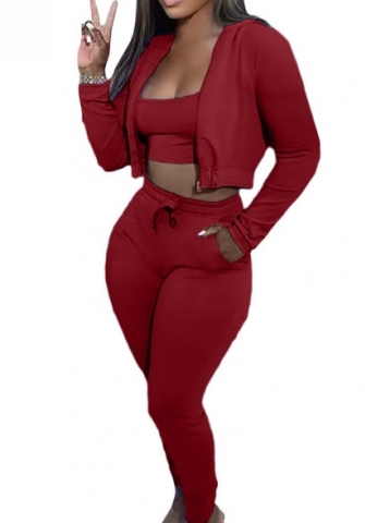 (Red)2023 Styles Women Sexy&Fashion Autumn/Winter TikTok&Instagram Styles Hoodie Three Piece Suit