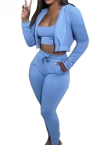 (Blue)2023 Styles Women Sexy&Fashion Autumn/Winter TikTok&Instagram Styles Hoodie Three Piece Suit