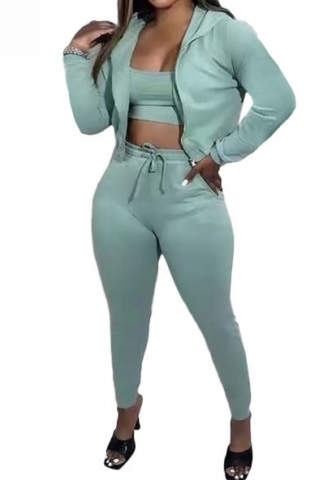 (Green)2023 Styles Women Sexy&Fashion Autumn/Winter TikTok&Instagram Styles Hoodie Three Piece Suit