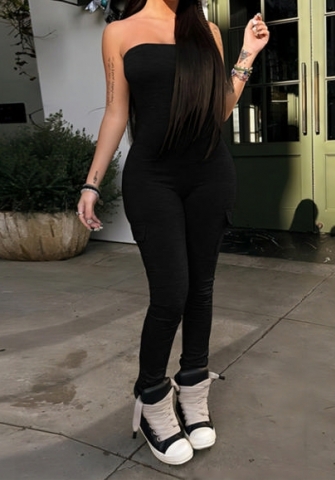 (Real Image)2023 Styles Women Sexy&Fashion Autumn/Winter TikTok&Instagram Styles Black SLeeveless Jumpsuit