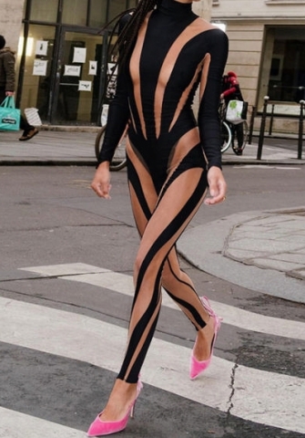 (Real Image)2023 Styles Women Sexy&Fashion Autumn/Winter TikTok&Instagram Styles Contrast Color Long Sleeve Jumpsuit