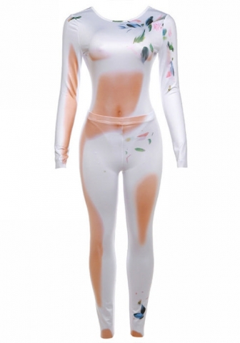 (Real Image)2023 Styles Women Sexy&Fashion Autumn/Winter TikTok&Instagram Styles Print Long Sleeve Bodysuit+Long Pants